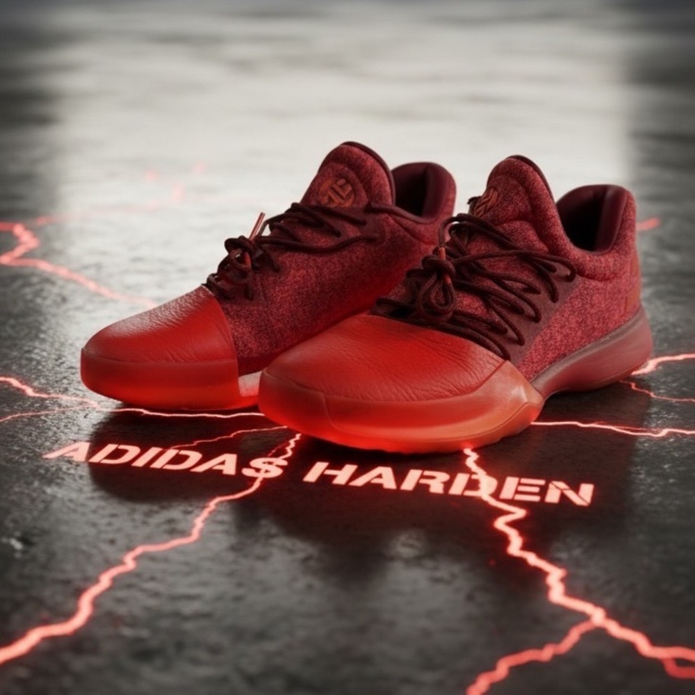 Adidas Harden Vol 1 Red Burgundy Basketball Shoes BW0547 Mens 7.5 Low Top Boost